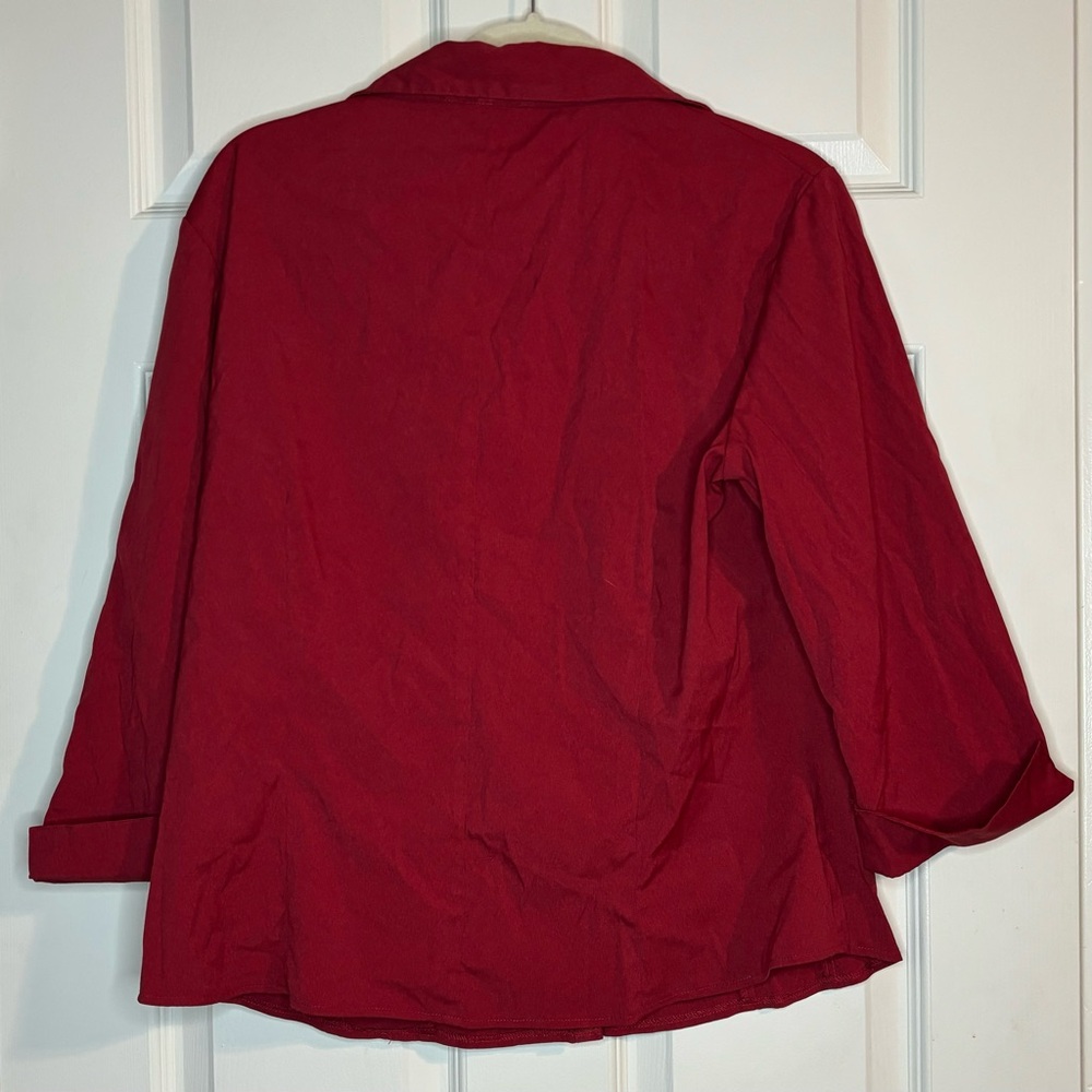 Red Button Up shirt 3/4 sleeves